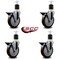 Service Caster 5'' Maroon Poly Swivel 1-7/8'' Expanding Stem Caster Set with Brake, 4PK SCC-EX20S514-PPUB-MRN-PLB-178-4 - alternate 4